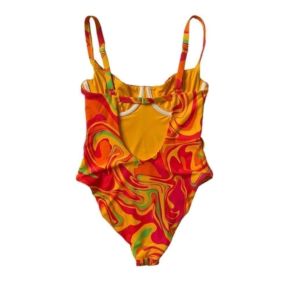 WeWoreWhat NEW One Piece Swimsuit Danielle 3.0 Retro Swirl Cherry Red Small - Picture 7 of 12